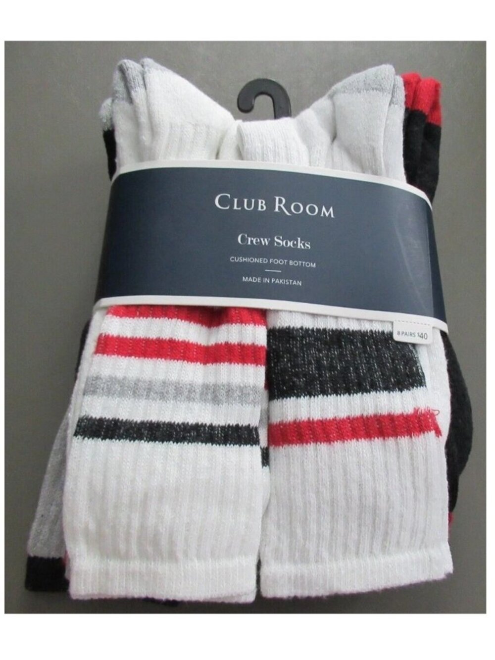 Club Room Men's 8-Pair Crew Socks, Black Variety Pack, 10-13 / Shoe Size 7-12